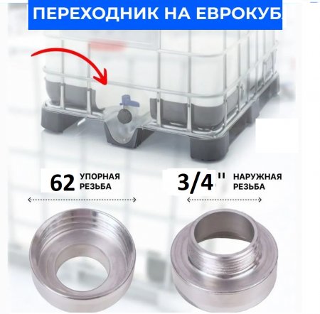 Переходник на еврокуб М 62*3/4 нар резьба